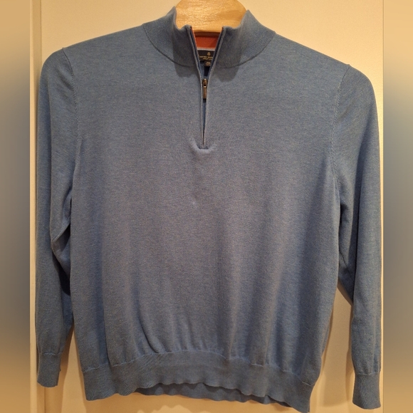 Brooks Brothers 346‎ Supima Cotton  Blue Quarter Zip Pullover Sweater Mens XXL - Picture 1 of 6